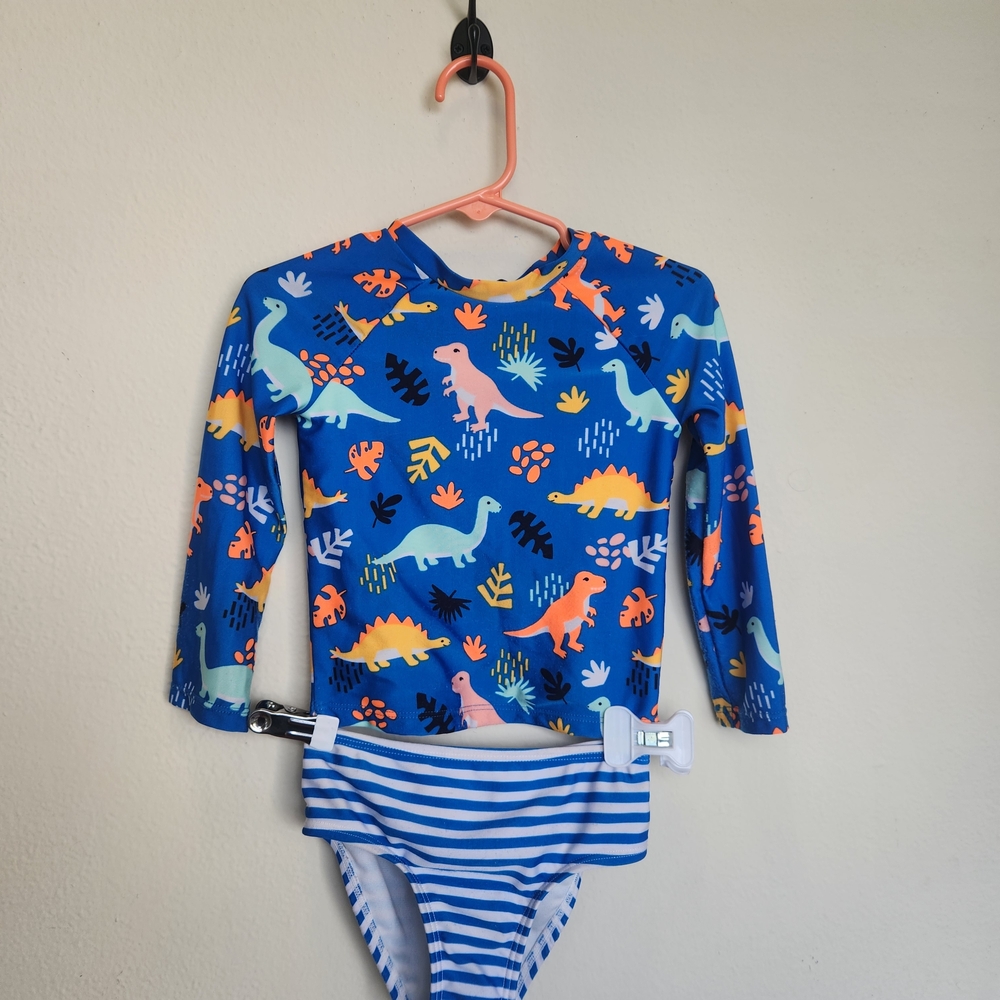 Cat & Jack Blue Dinosaur Rashguard Set